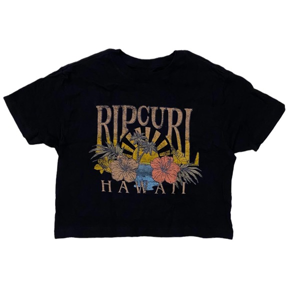Rip Curl Women's Sunset Beach Hawaii Crop Tee T-Shirt - Black - Picture 1 of 2